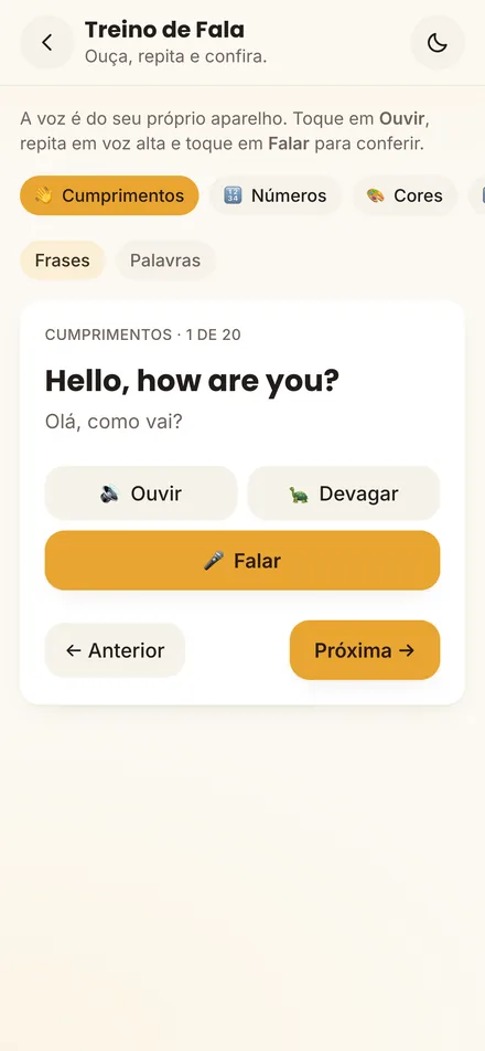 Treino de fala com voz nativa